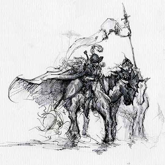 Rough Sketch of Knight on Horse